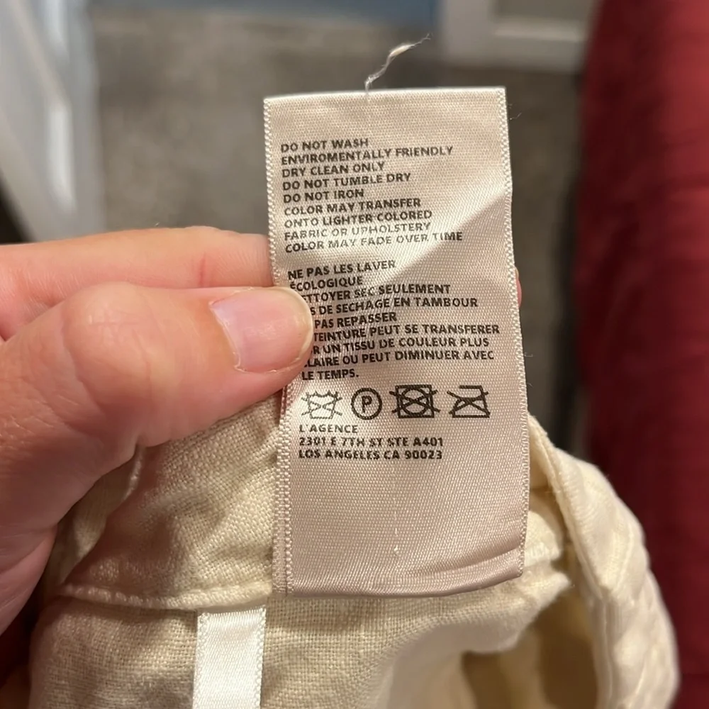 L’AGENCE Henderson High Rise Crop Wide Leg 100% Linen Pants in Oat Color Size 30 - Picture 11 of 11